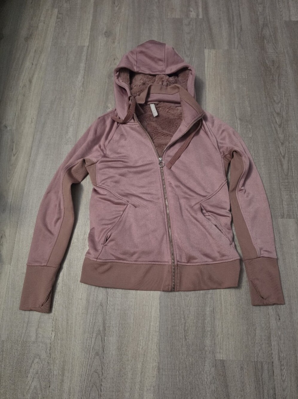 Athleta Dusty Rose Full-Zip Hoodie with Sherpa Lining